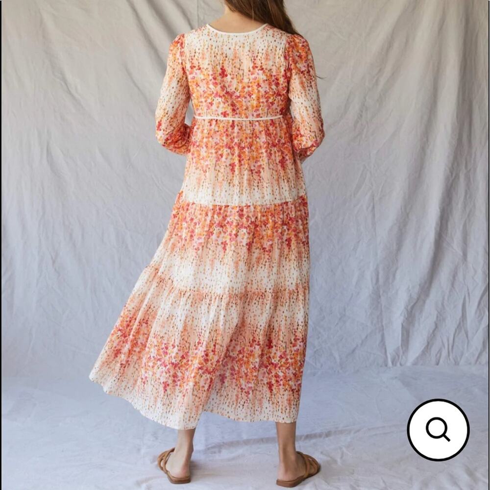 NWT Christy dawn Paloma dress in sunset gladiola- orange pink floral midi dress - Picture 7 of 8